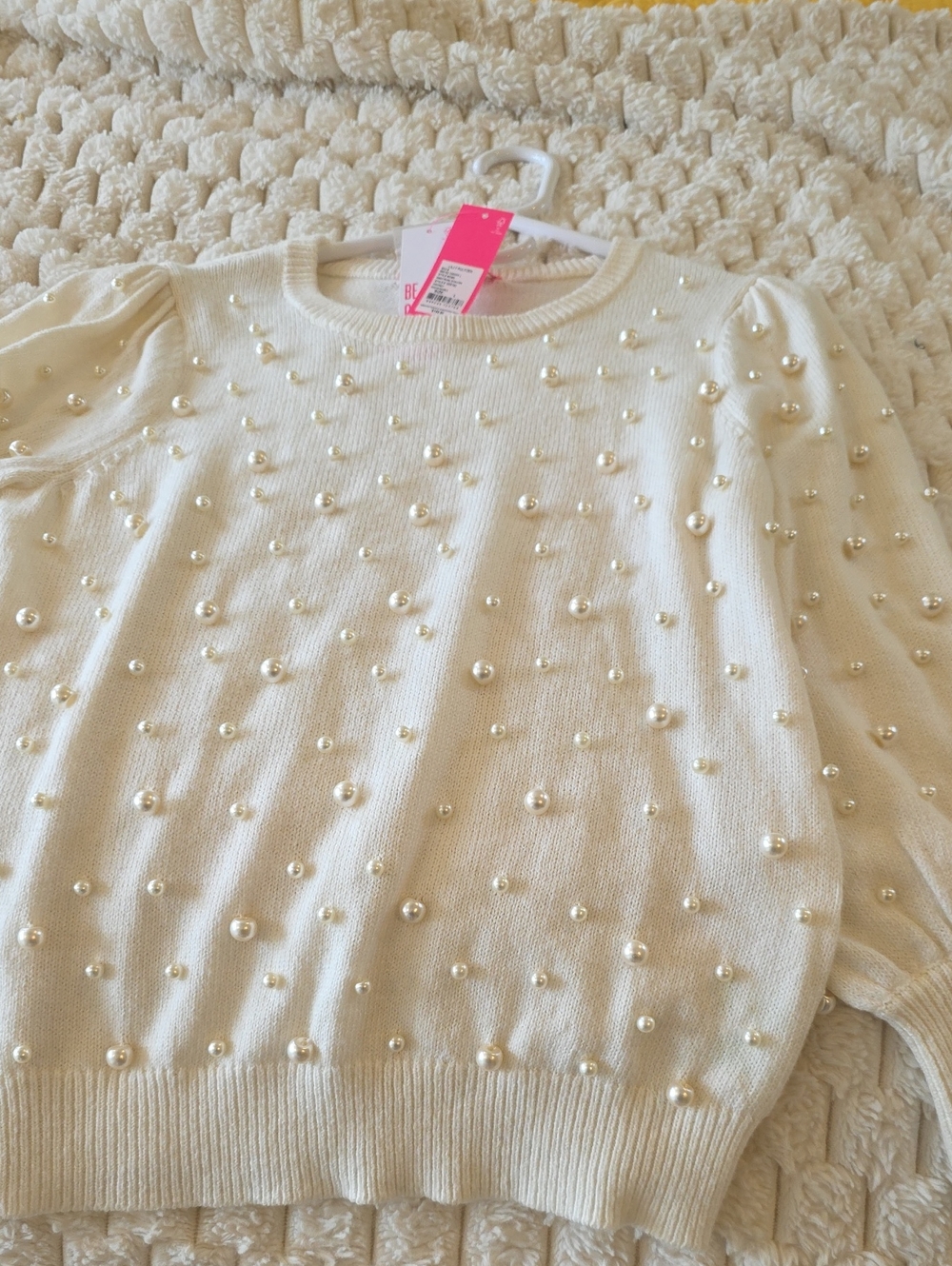 NWT Lilly Pulitzer Ivory Pearl-Embellished Crewneck Sweater